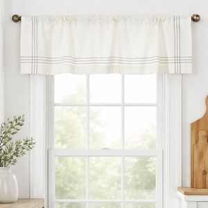 THRESHOLD Light Filtering Stripe Border Linen Window Valance #11012510B